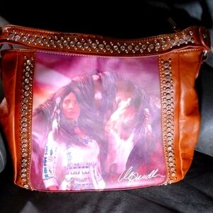 Purse/Handbag,Montana West,Concealed Carry,Brown with Rhinestones,Scene print.